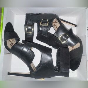 Sam Edelman Black Buckle Strappy Stiletto Heels